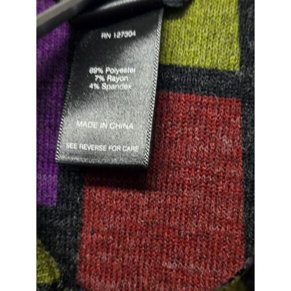 ALI MILES Jacket Blazer Swing 3/4 Sleeve Geometric Print Artsy Button Front Med. - Picture 4 of 6